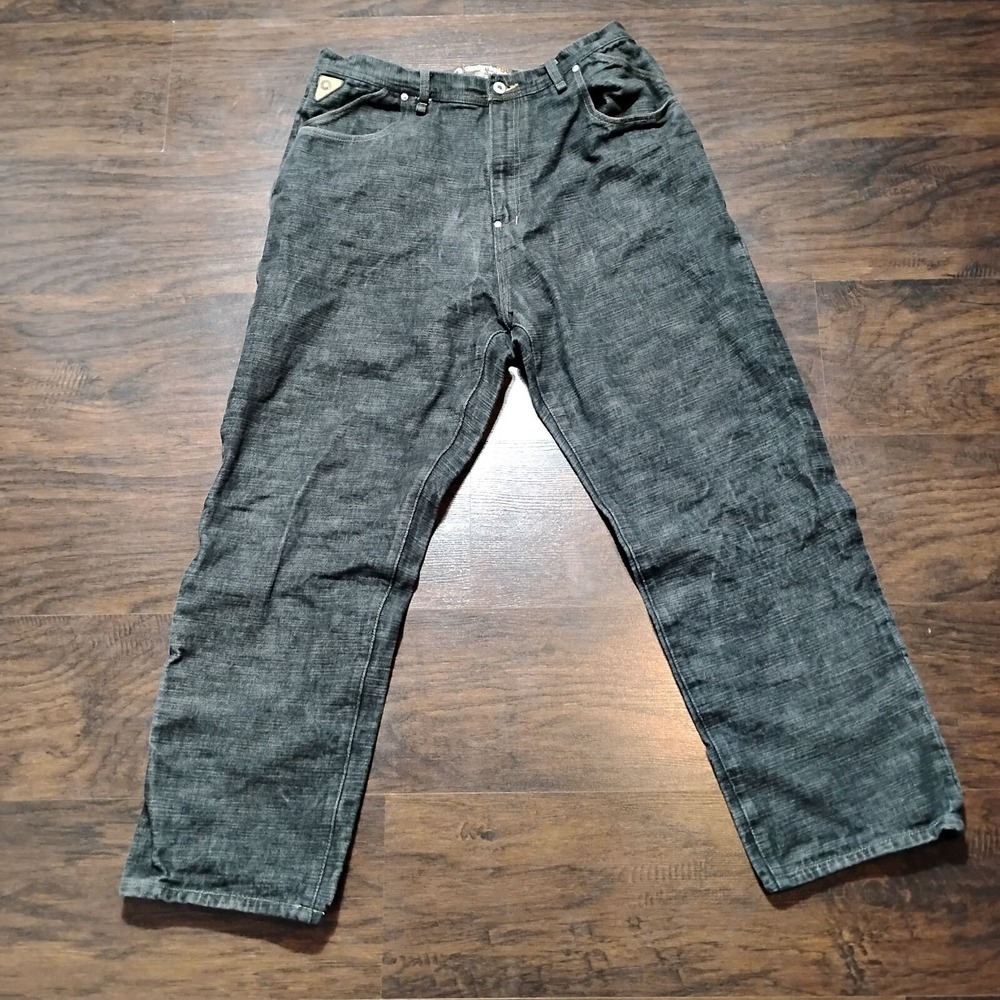 VINTAGE Akademiks Jeans 38x33 Men Blk Denim‎ Baggy Skater Hip Hop Streetwear Y2K